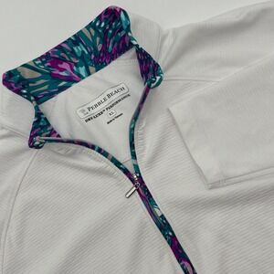 Pebble Beach Dry-Luxe Performance Golf Pullover White Teal Purple XL